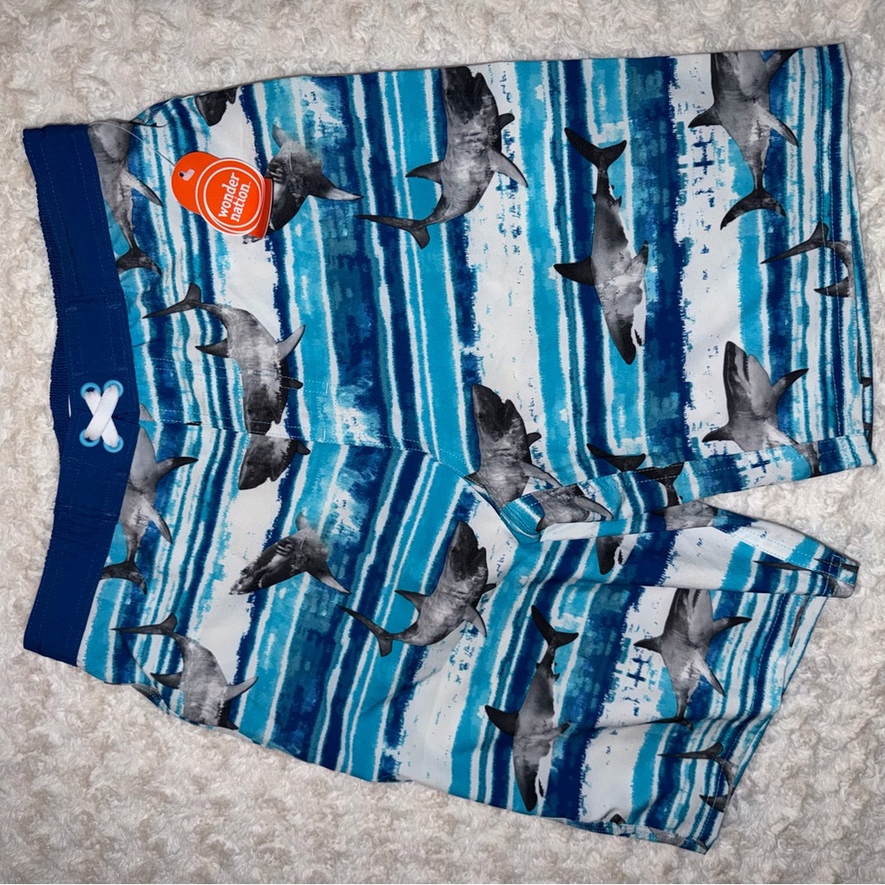 Shark Print Swim Trunks
